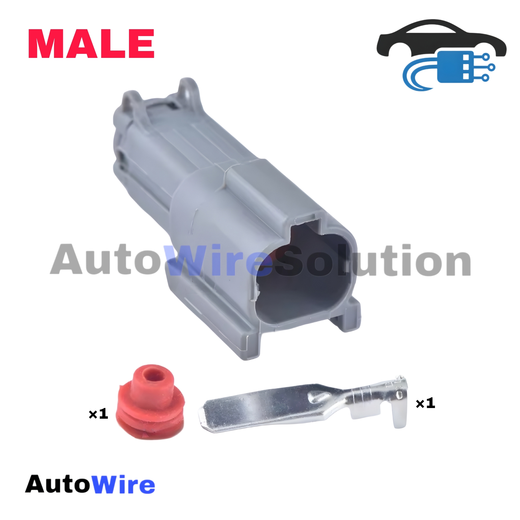 CONNECTOR HEAD LIGHT 1 PIN MALE