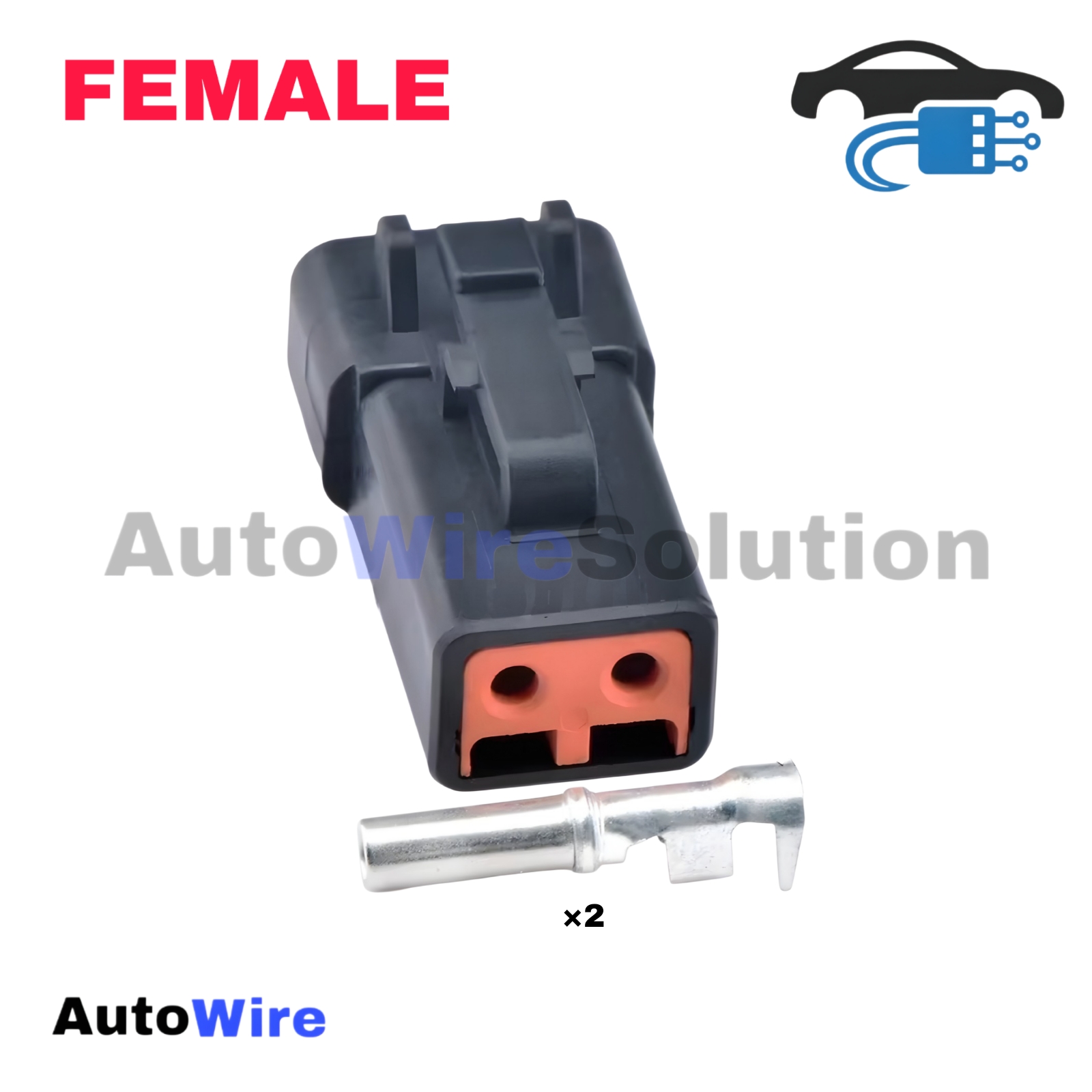 CONNECTOR DEUTSCH DTP 2 PIN FEMALE BLACK
