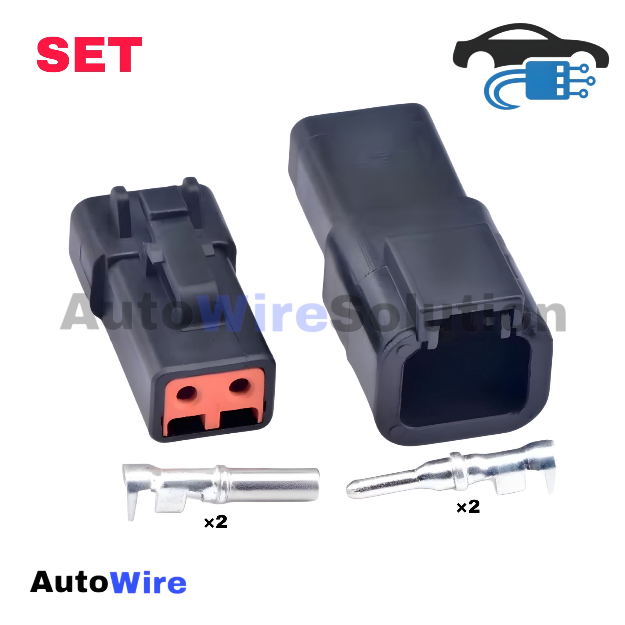 CONNECTOR DEUTSCH DTP 2 PIN BLACK KIT