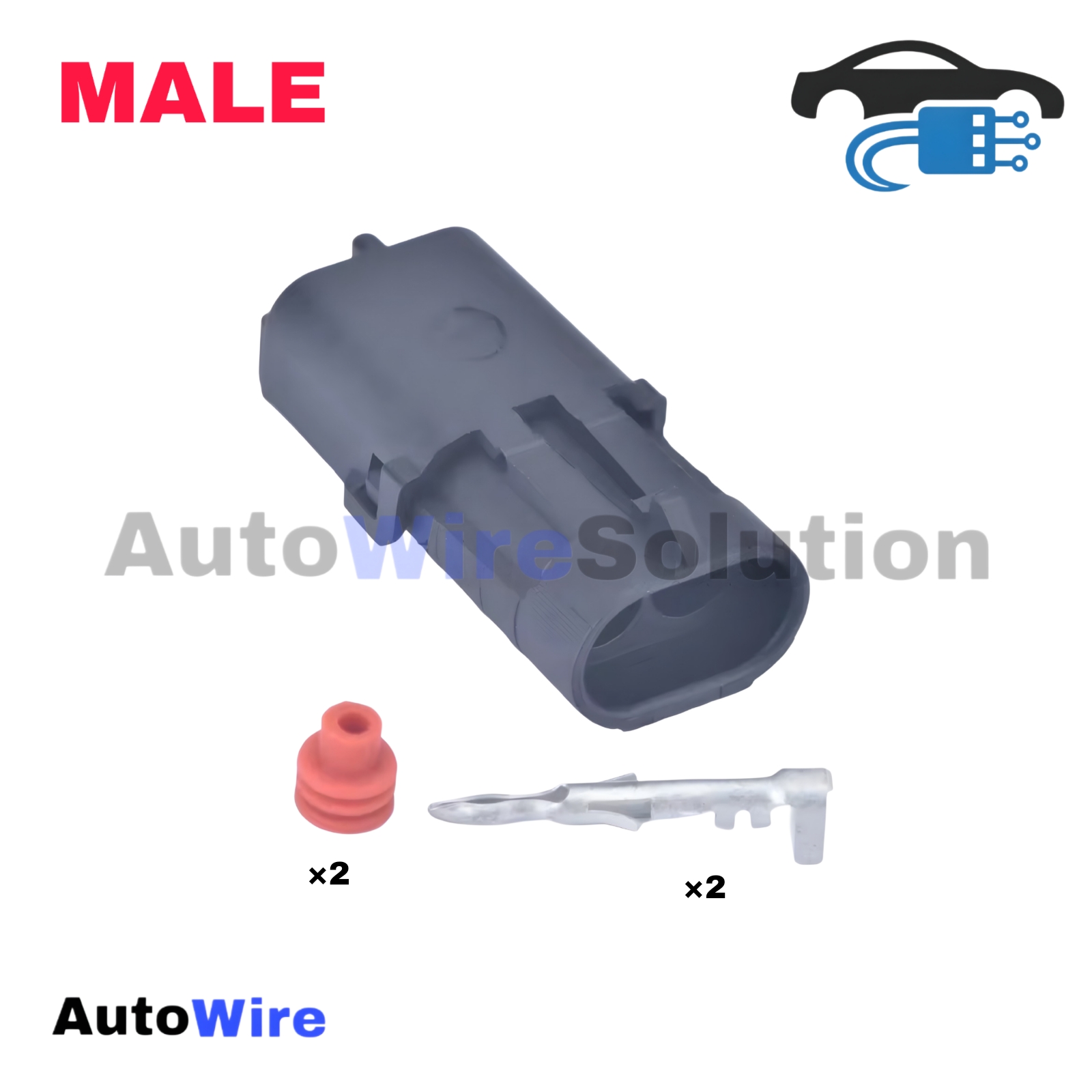 CONNECTOR AUTOMOBILE 2 PIN MALE