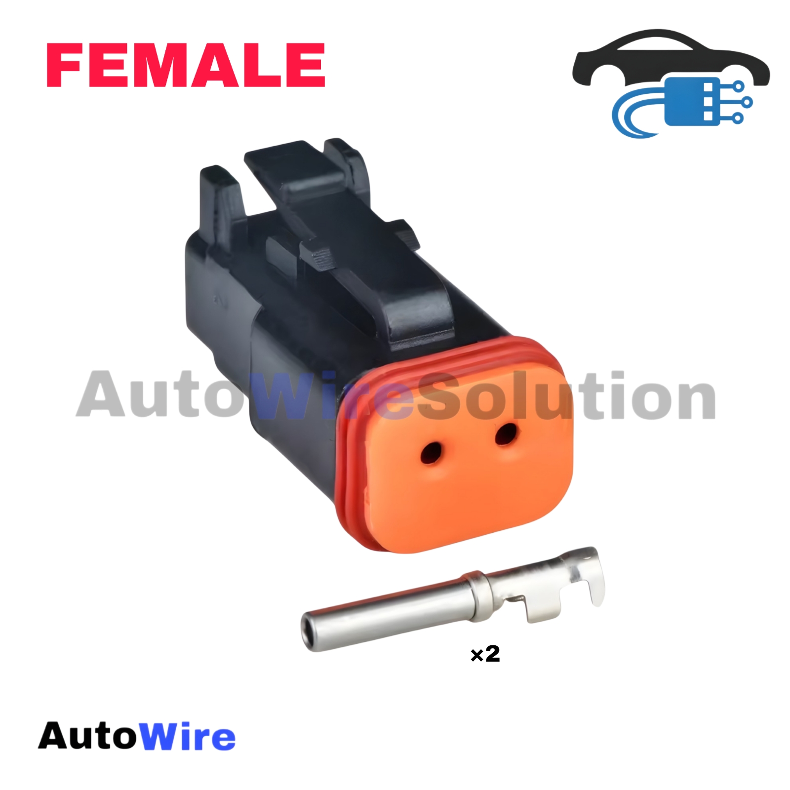 CONNECTOR DEUTSCH BLK 2 PIN FEMALE