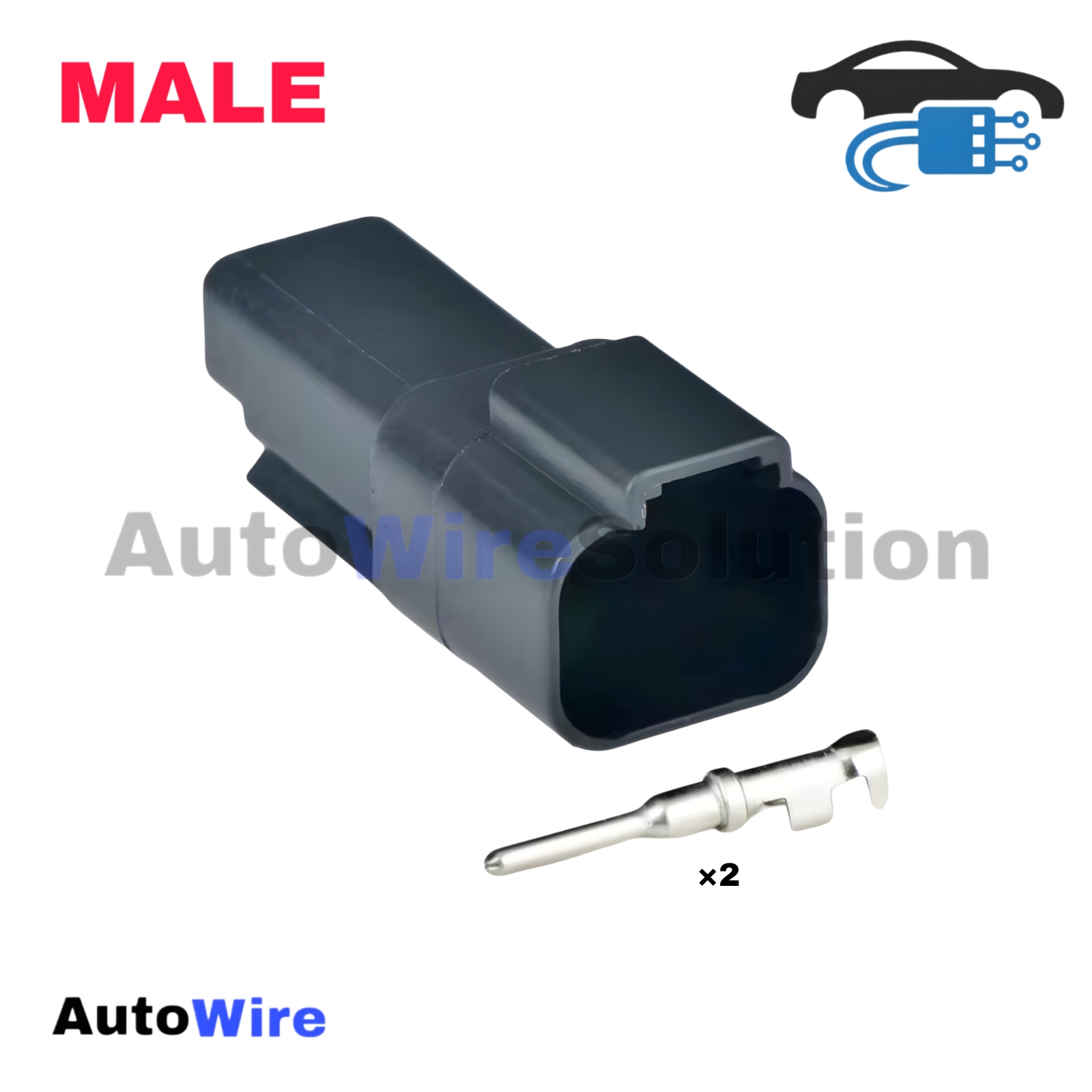 CONNECTOR DEUTSCH BLK 2 PIN MALE