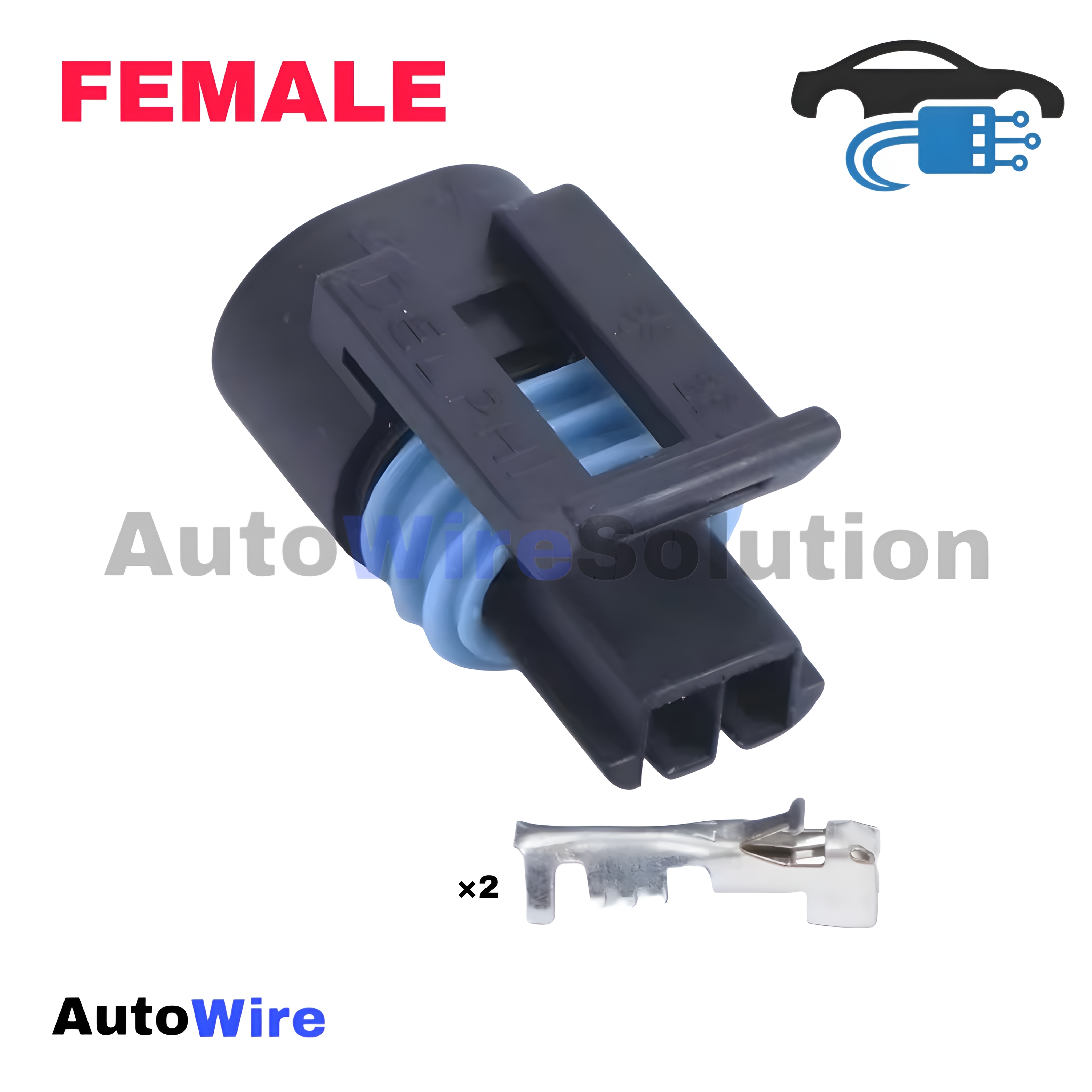 CONNECTOR TEMP BLACK 2 PIN FEMALE