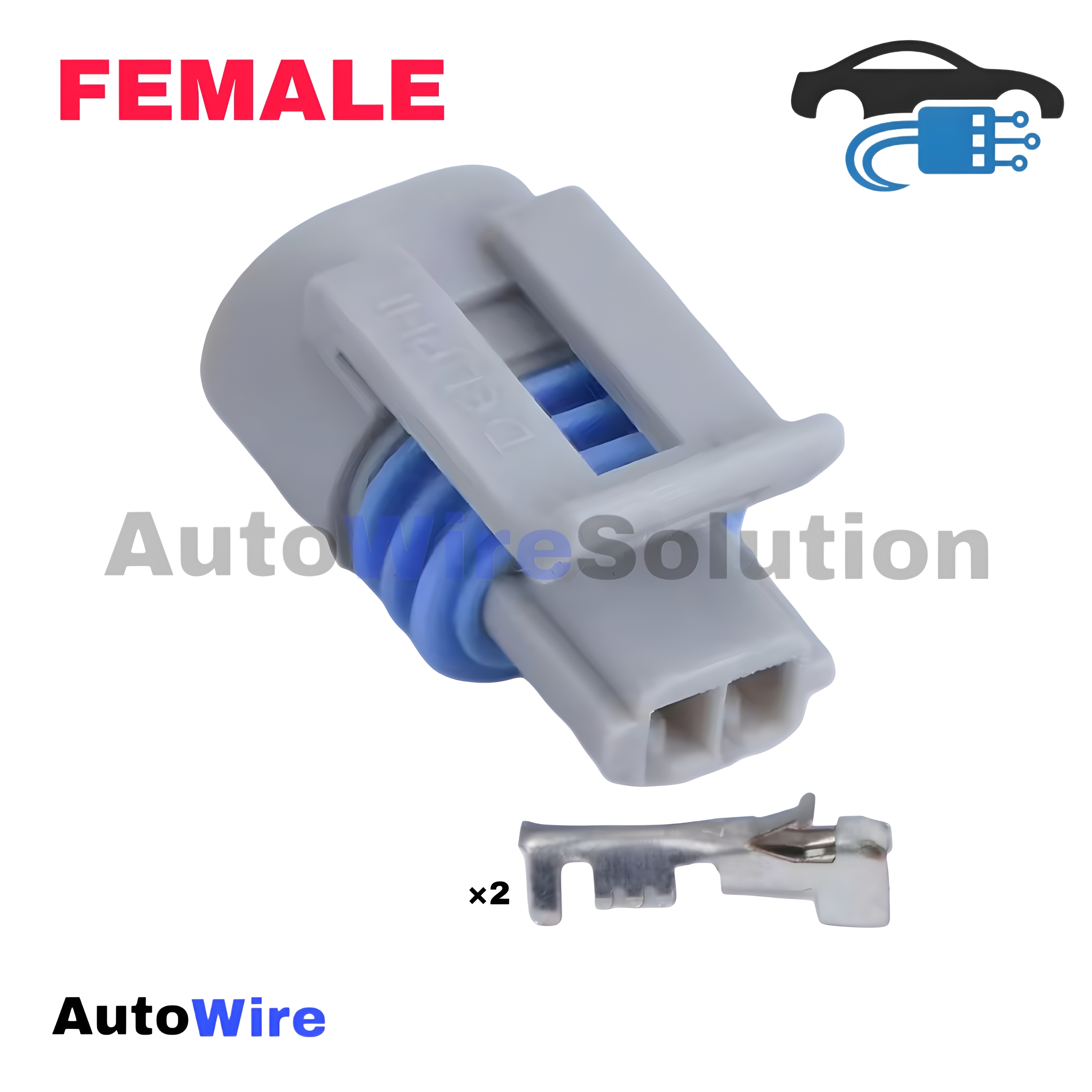 CONNECTOR TEMP GREY 2 PIN FEMALE