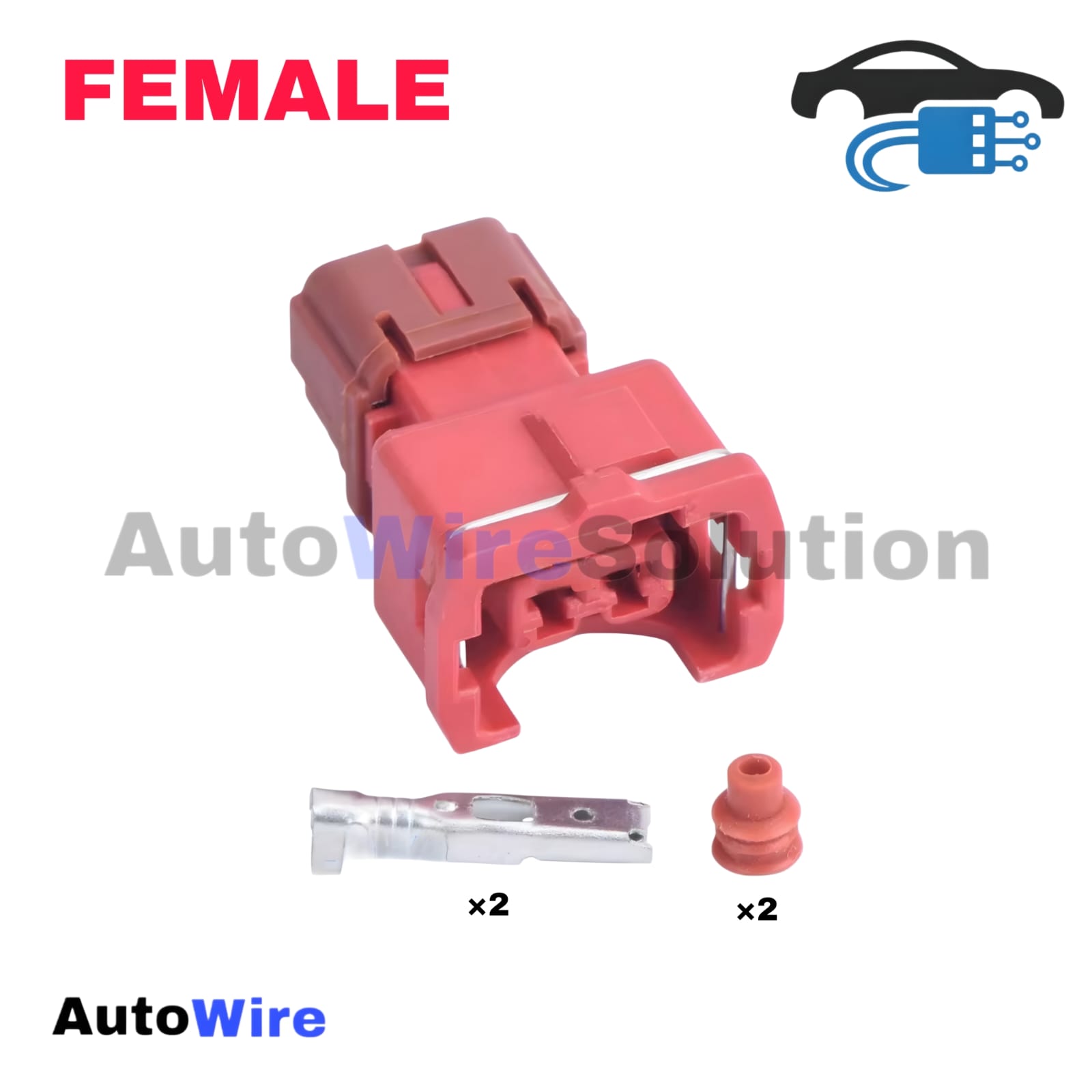 CONNECTOR RED FUEL INJECTOR 2 PIN FEMALE