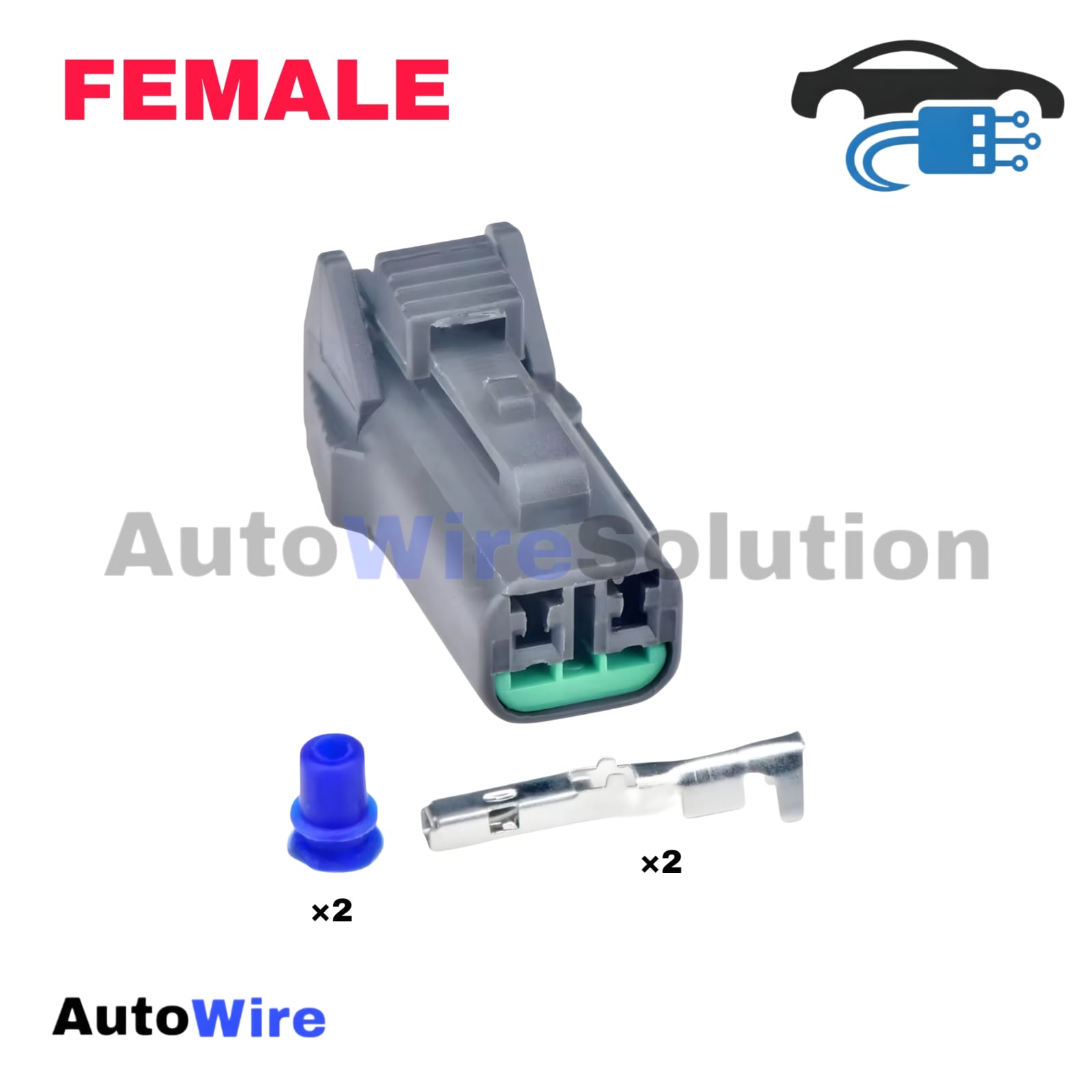 CONNECTOR SOLENOID GREY 2 PIN FEMALE
