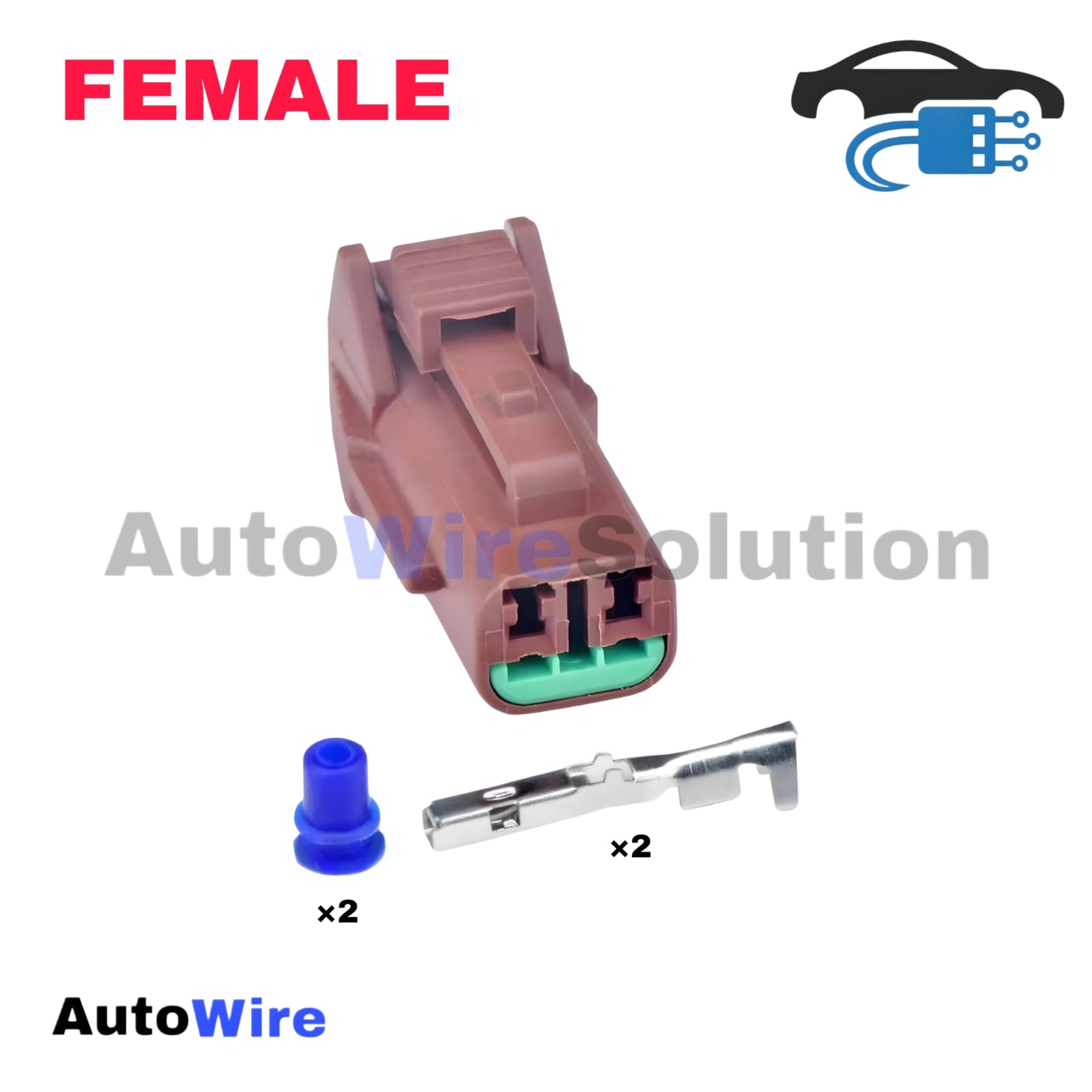 CONNECTOR SOLENOID PINK VIN 2 PIN FEMALE