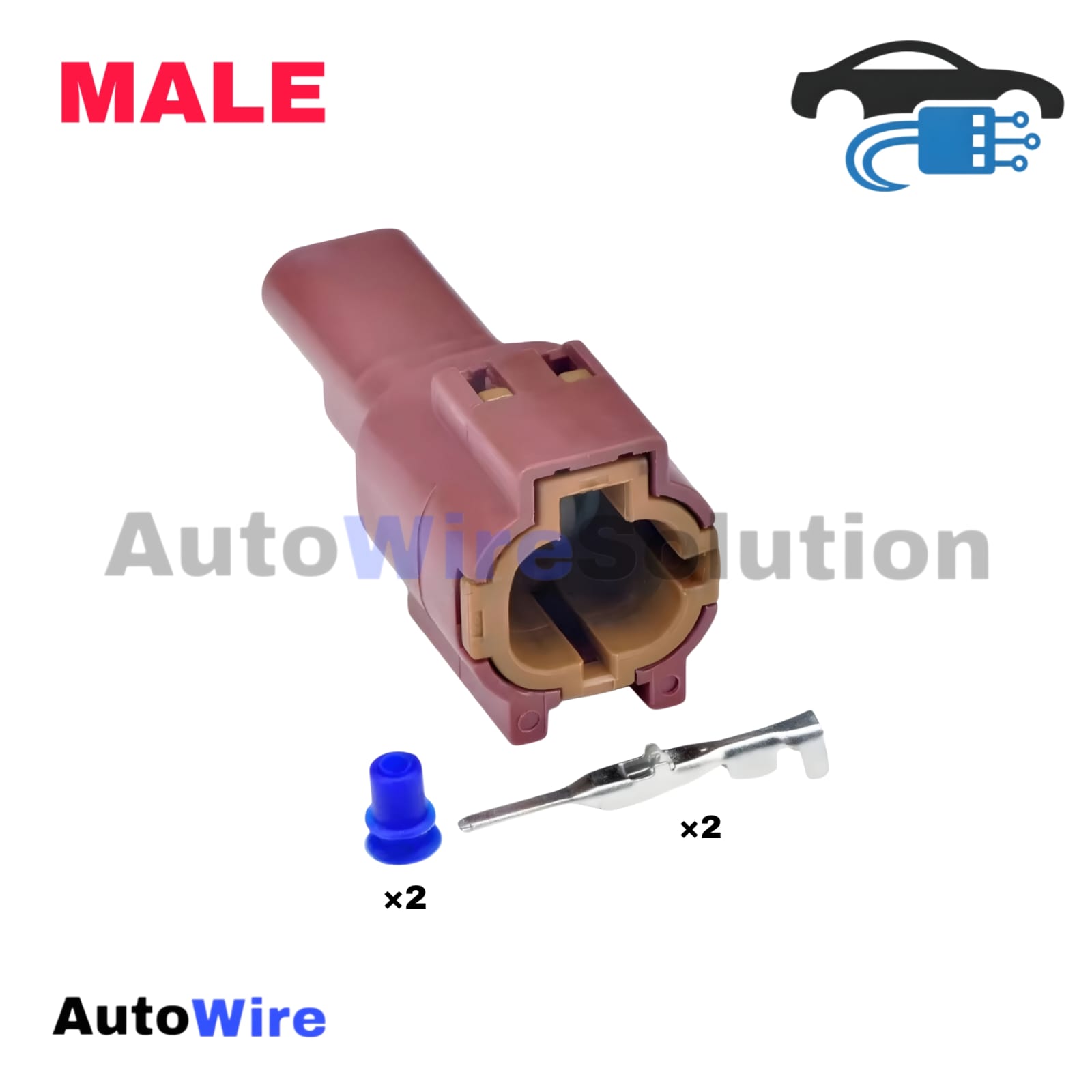 CONNECTOR SOLENOID PINK VIN 2 PIN MALE