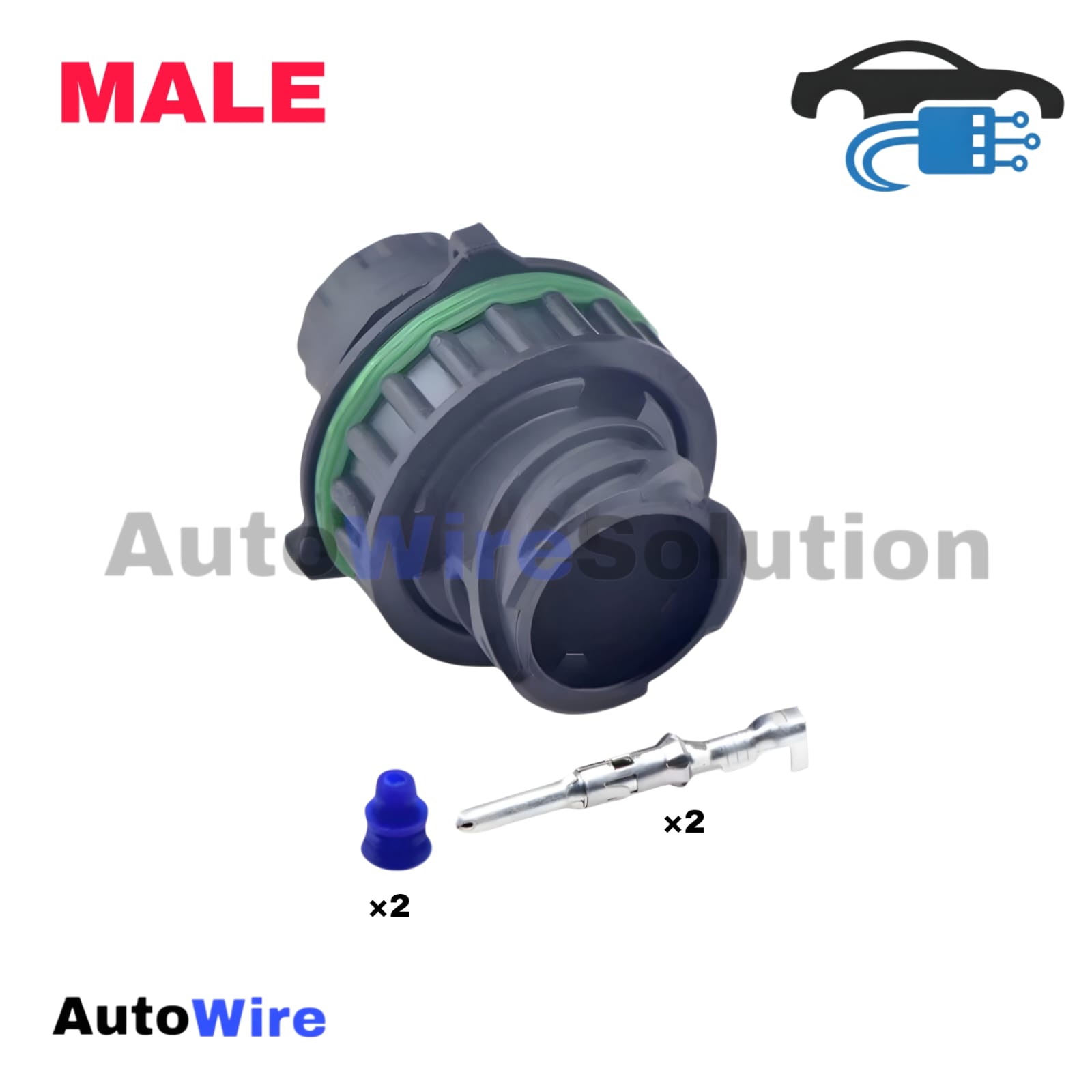 CONNECTOR AMP TYCO 2 PIN MALE CARD