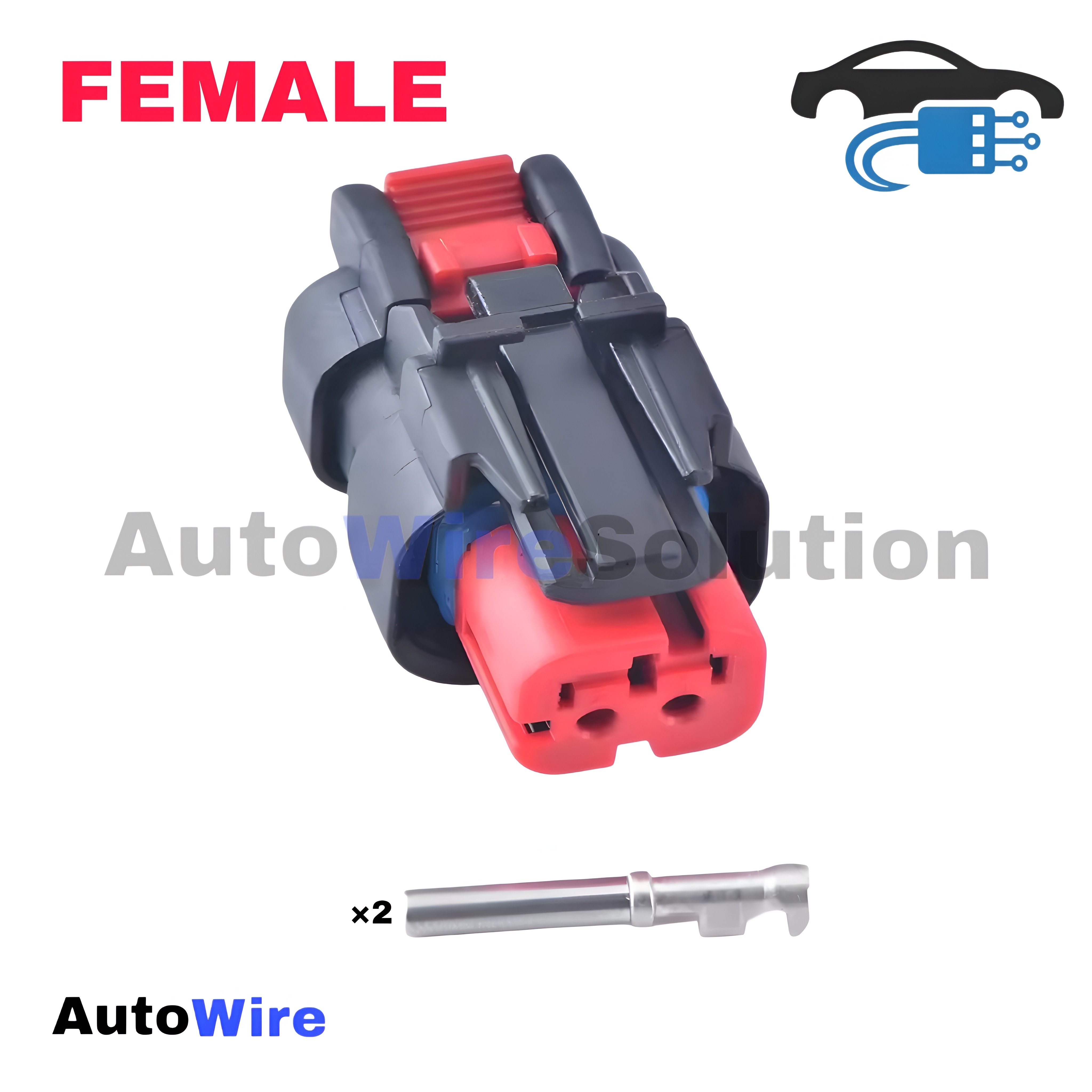 CONNECTOR AMP SERIES RED 2 PIN FEMALE