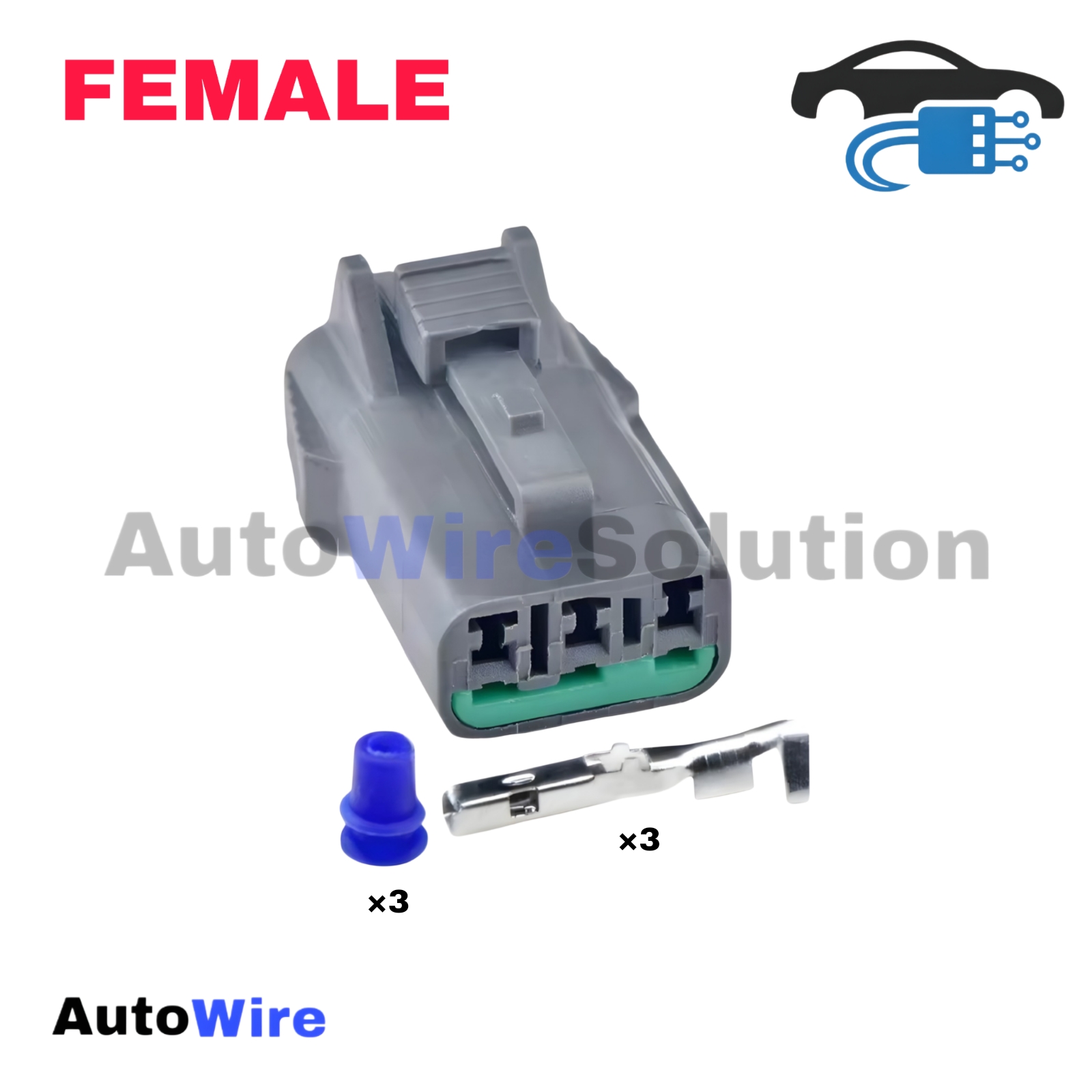 CONNECTOR SPEED GREY 3 PIN FEMALE