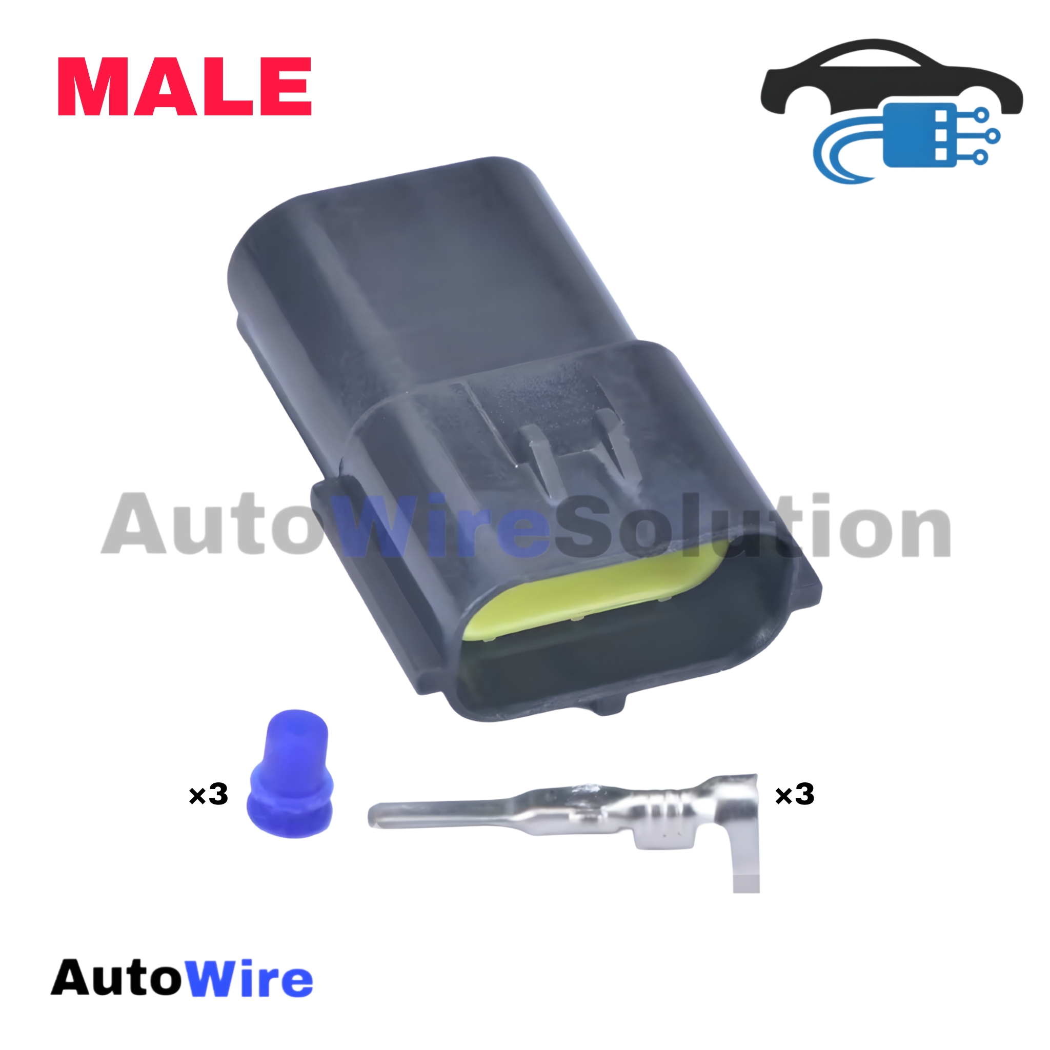 CONNECTOR SENSOR PRESSURE 3 PIN MALE