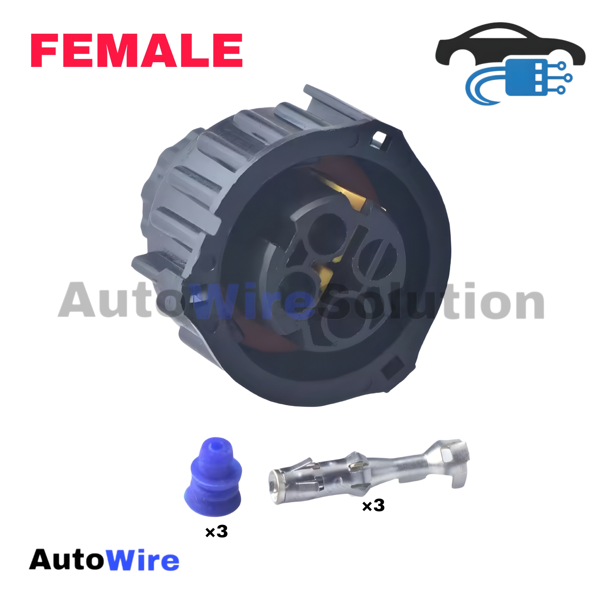 CONNECTOR AMP TYCO 3 PIN FEMALE CARD