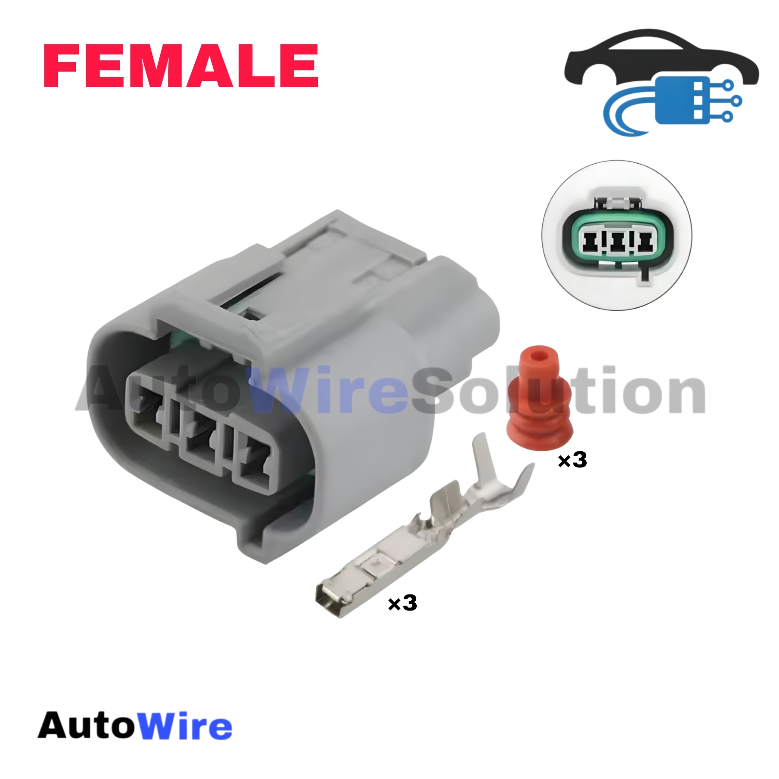 CONNECTOR PRESSURE SUPPLY PUMP 3 PIN FEMALE