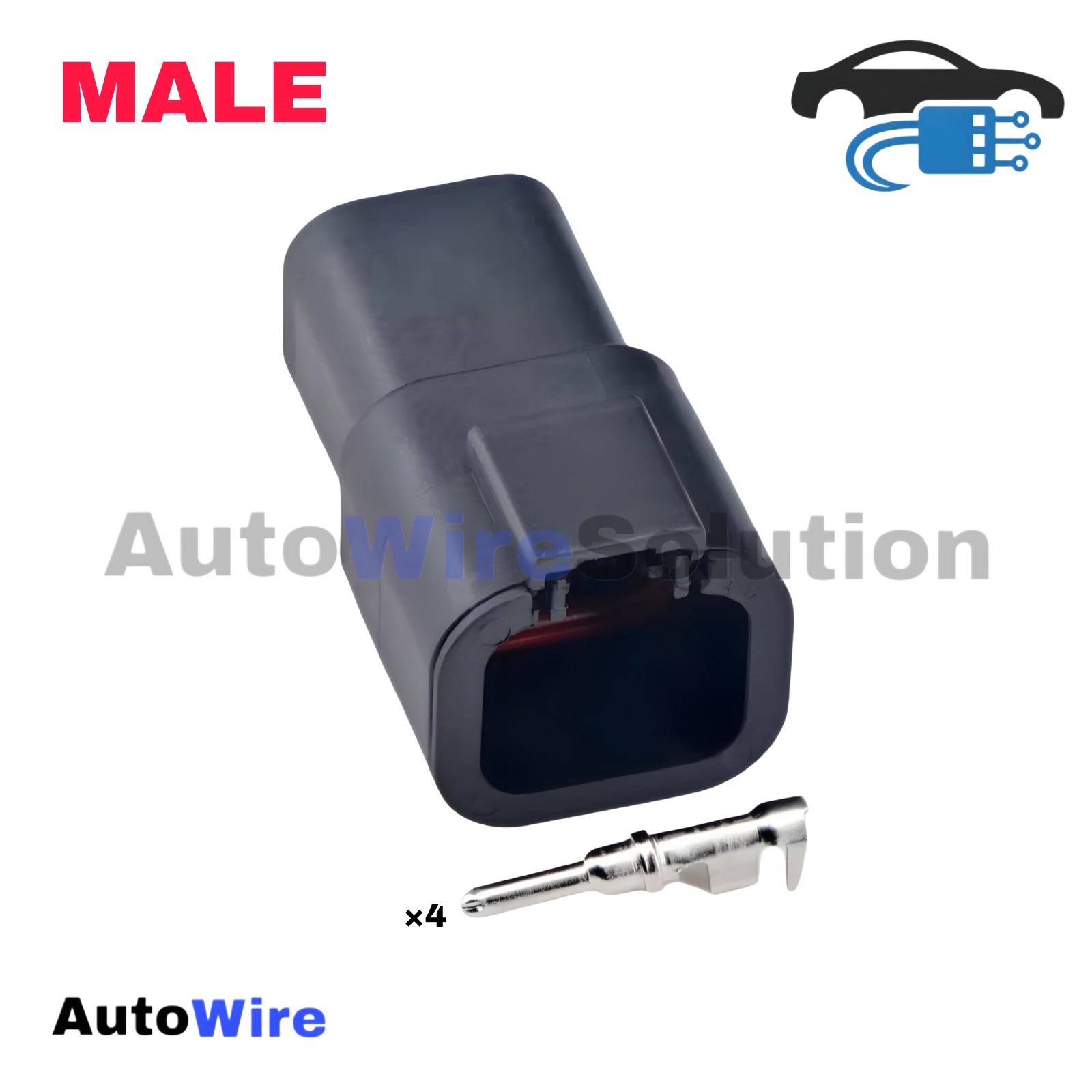 CONNECTOR DEUTSCH DTP BK 4 PIN MALE
