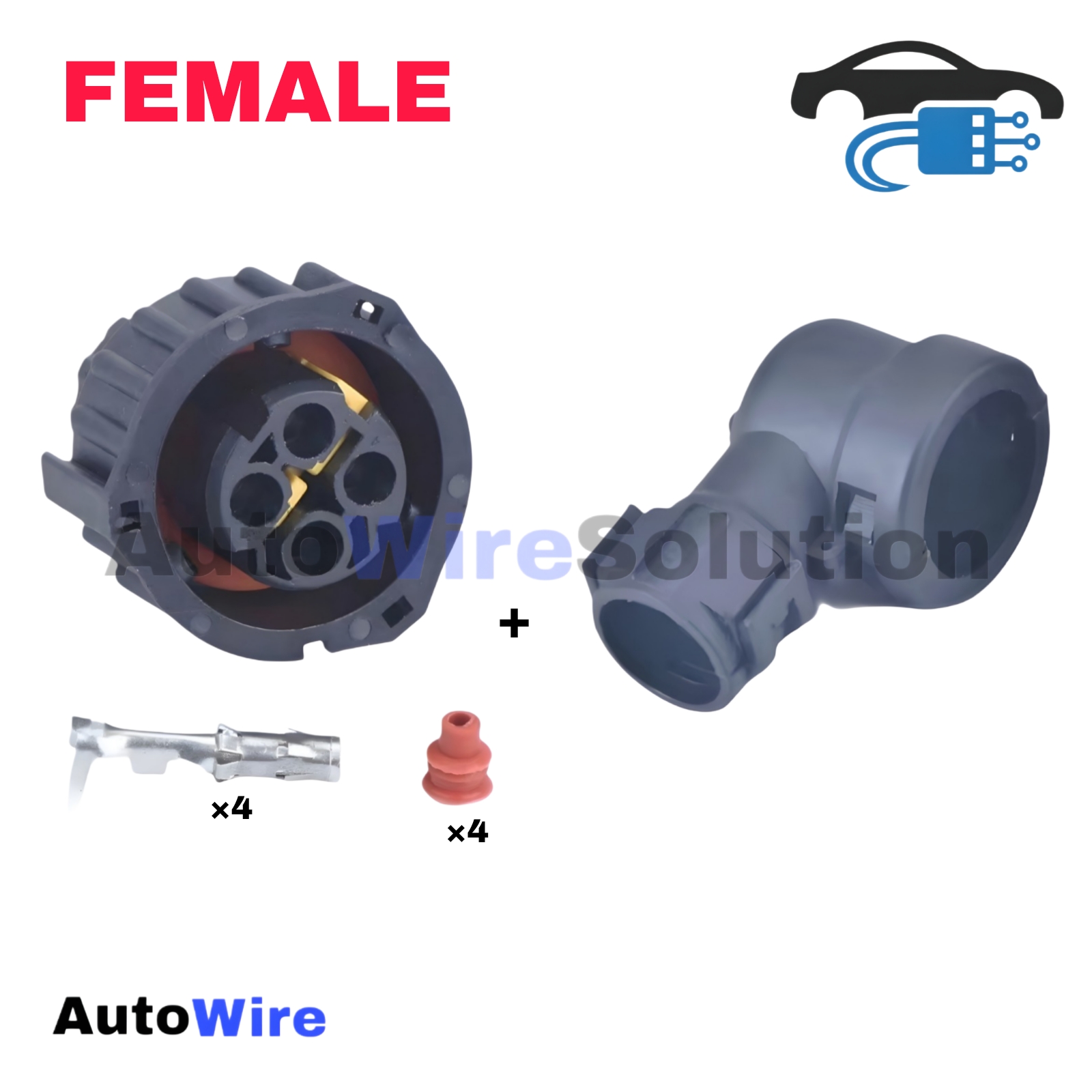 CONNECTOR TYCO AMP 4 PIN FEMALE + PLUG