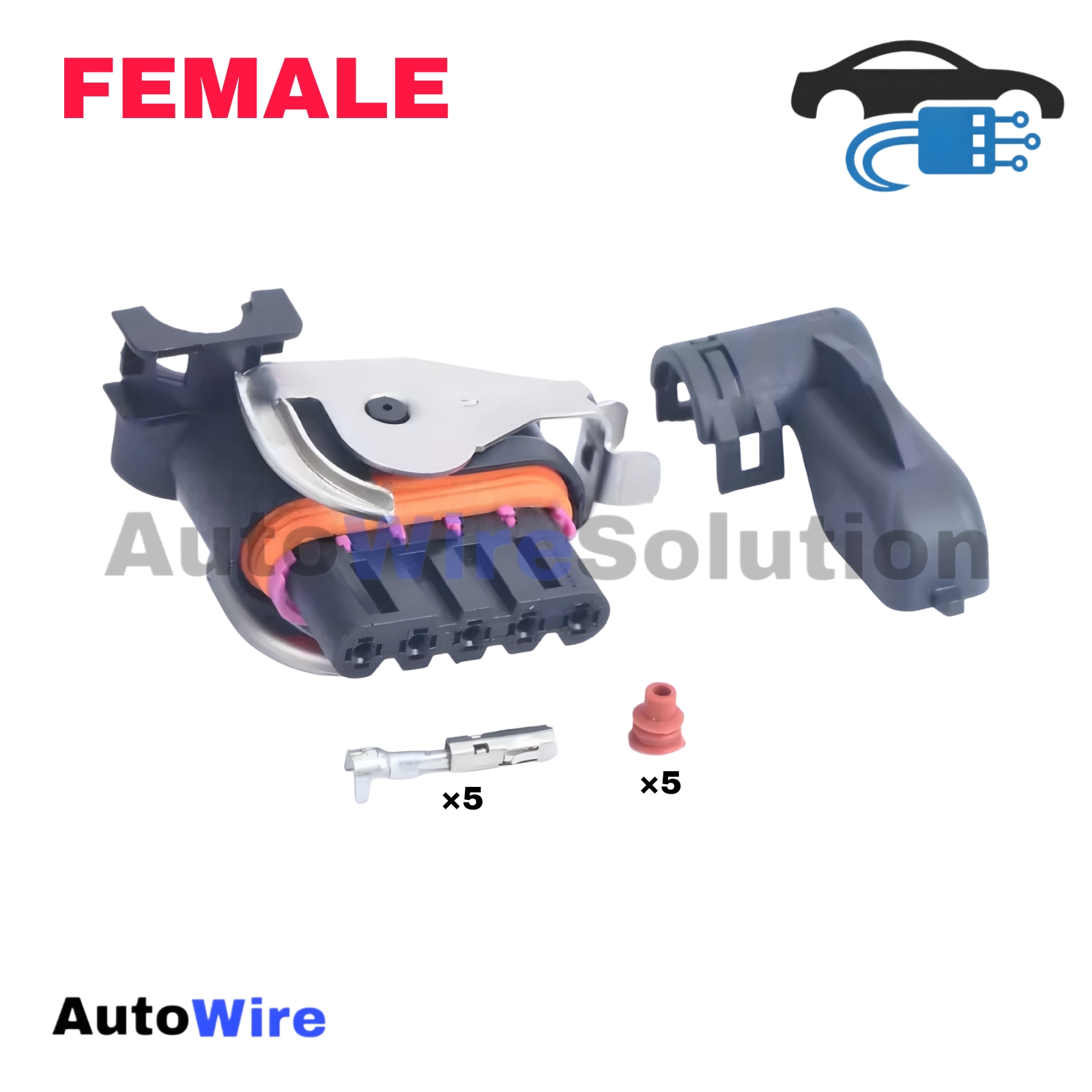 CONNECTOR ALTERNATOR 5 PIN FEMALE + PLUG