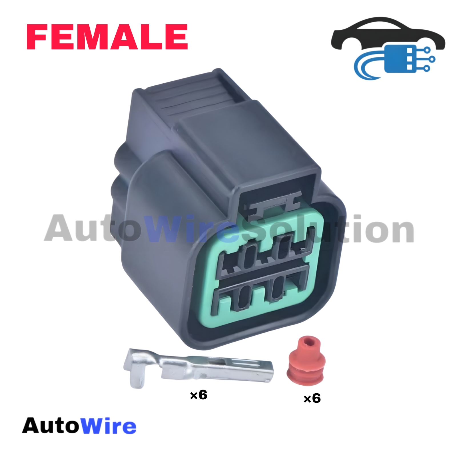CONNECTOR HEAD LAMP 6 PIN FEMALE
