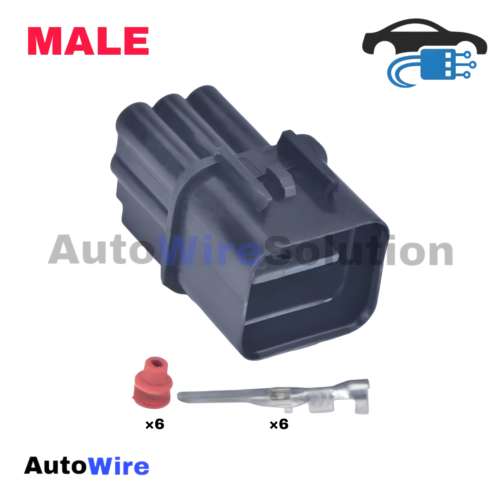 CONNECTOR HEAD LAMP 6 PIN MALE