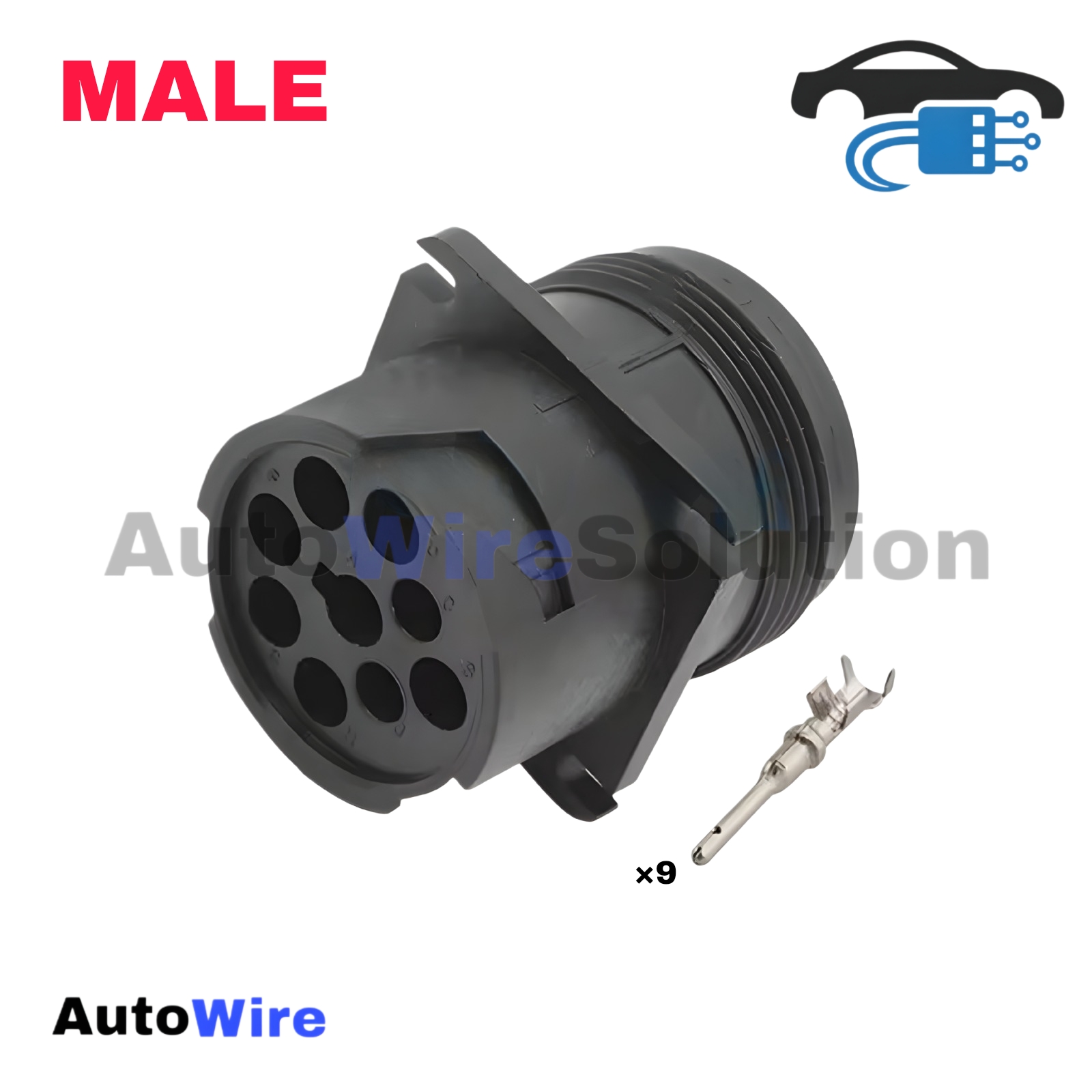 CONNECTOR OBD HD 9 PIN MALE