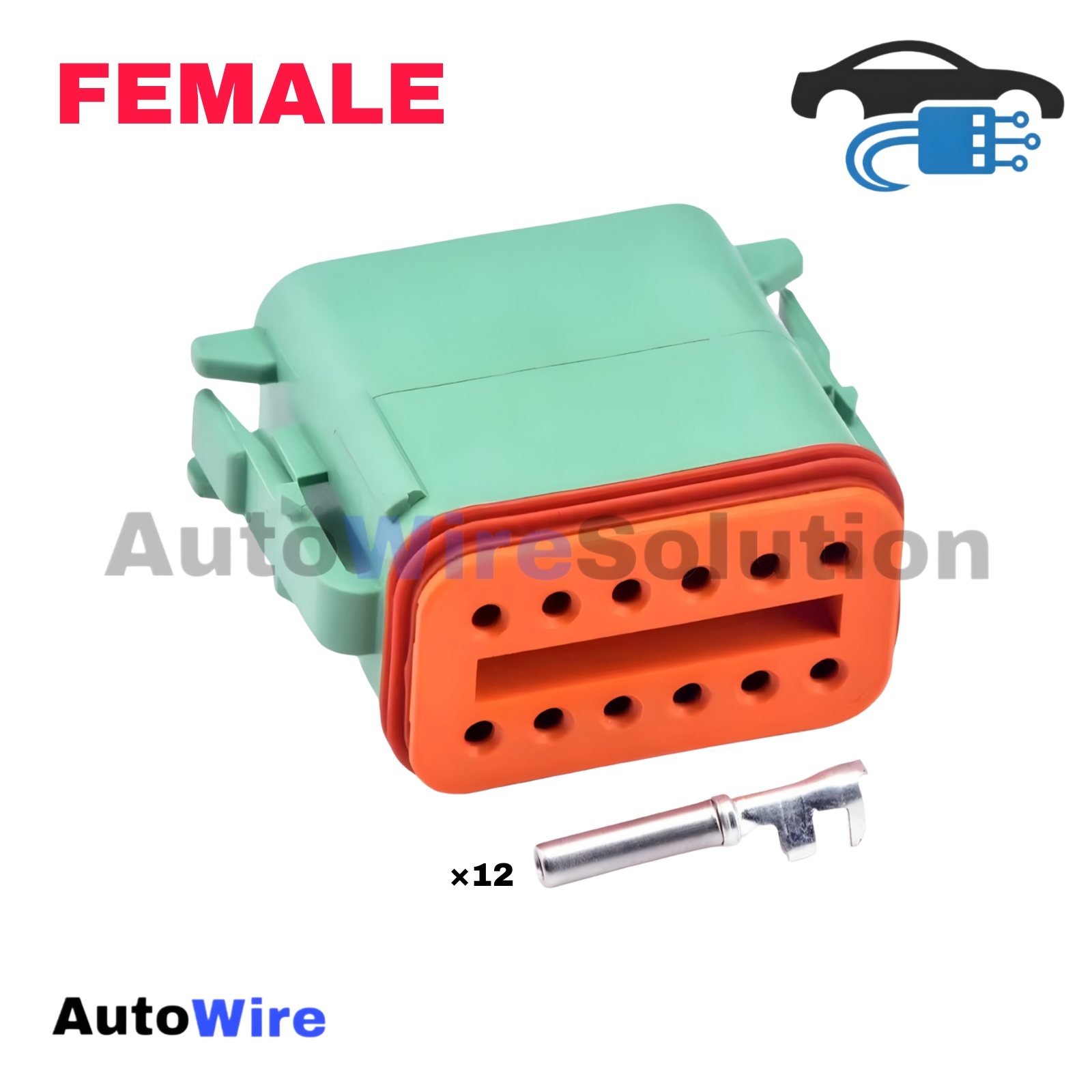 CONNECTOR DEUTSCH 12 PIN GREEN FEMALE SERIES