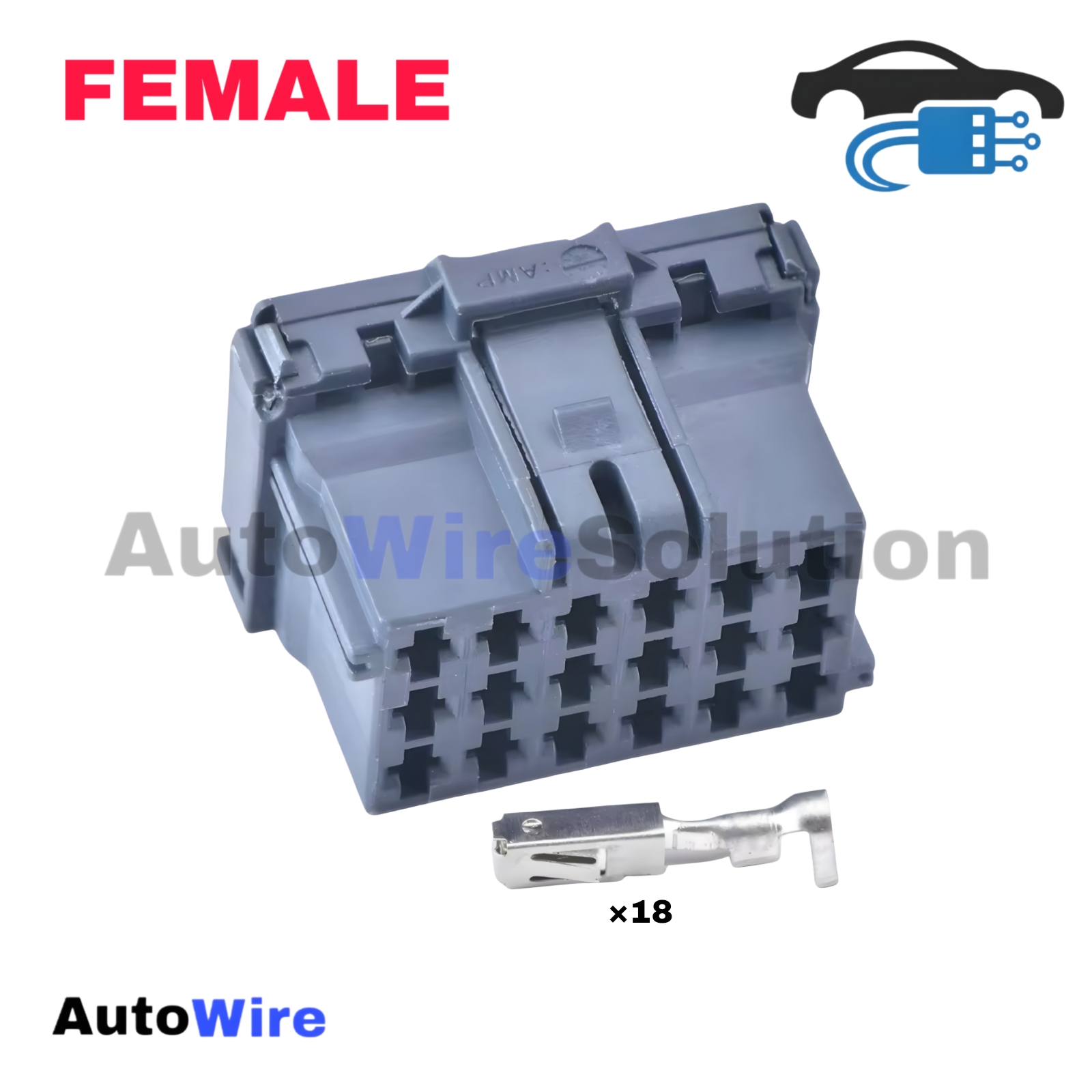 CONNECTOR AMP INC GREY 18 PIN FEMALE